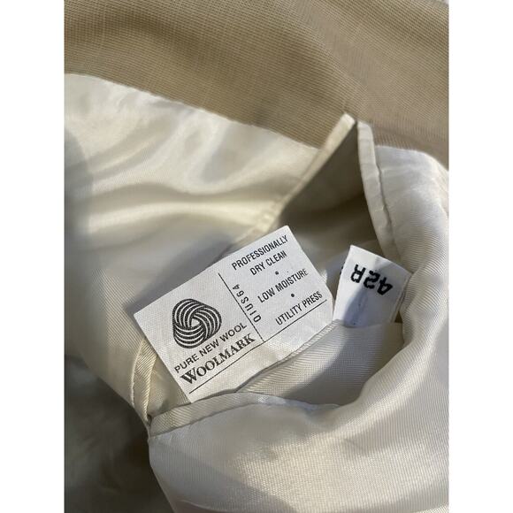 Burberry USA Blazer Suit Jacket Beige Adult 2 Button Size 42R New Pure Wool - Picture 12 of 14